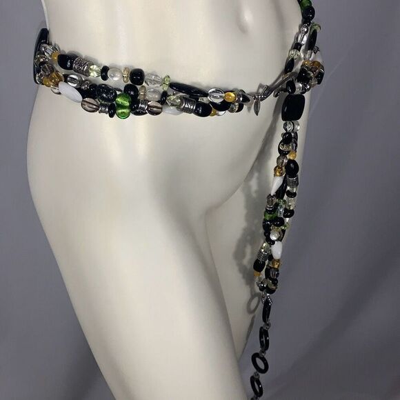 Vintage 90’s Beaded Hip Belt Coldwater Creek Multi Beaded Boho Statement Belt XL - Picture 12 of 16